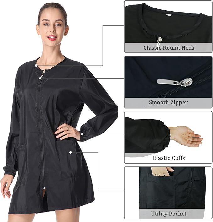 Polyester Professional Salon Smock Hair Stylist Jacket | Water-resistant Haircut Cape, Pet Grooming Workwear, Barber Apron
