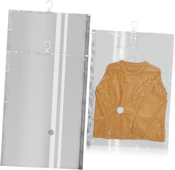 Ipetboom 4 Pcs Heavy Duty Vacuum Storage Bags Hanging Storage Bag for Clothing for Coats Jackets