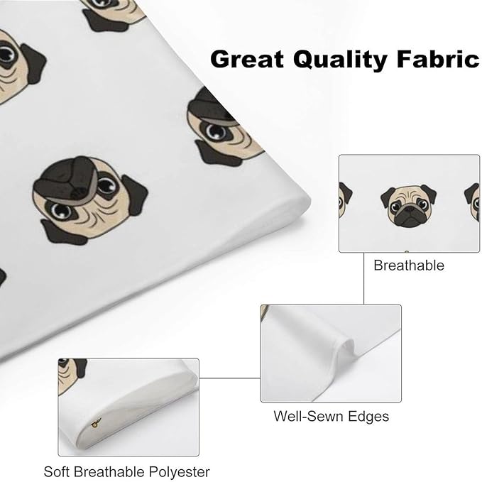 Lightweight Portable Triangle Handkerchief Cute Pug Dogs White for Dogs and Cat Fashion Accessories, Summer Casual Comfy Pet Scarf