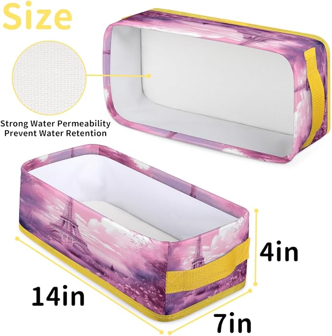 Eiffel Tower Paris Bathroom Storage Basket Waterproof Foldable Storage Bins with Handles Decorative Toilet Paper Storage Basket for Organizing for House Bathroom Toiletries