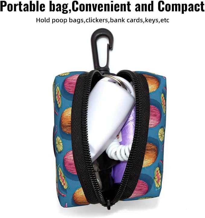 Coconut Drinks Pet Waste Bag Dispenser 0.2L | Portable Dog Poop Holder Waste Bag With Zipper Park Doggy Walking Accessory