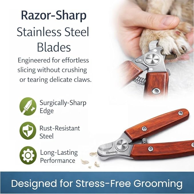 Diamondg Heavy Duty Dog Nail Clipper and Trimmer with Full Length Hardened Steel and Wooden Handle
