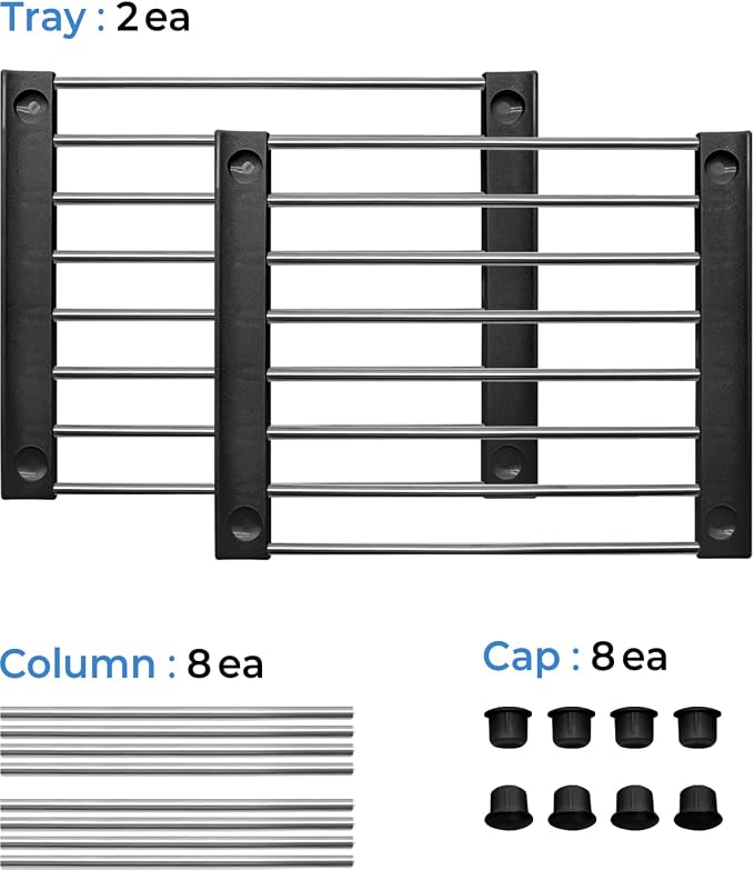 Cabinet Organizer Shelf, Set of 2 Stackable Kitchen Counter Shelves, Kitchen Cabinet Organizers and Storage, Pantry Storage Shelf Organizer, 9.8 x 7.8 x 6.1 - Black (Pack of 2)