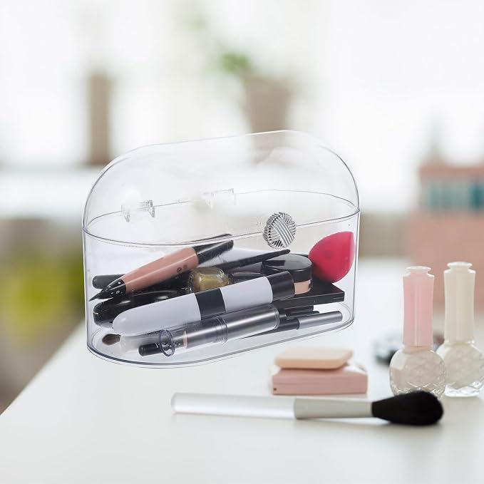 Garneck Transparent Storage Box Clear Pen Holder Makeup Organizer Case Storage Container Skincare Display Case Stationery Holder Acrylic Toiletry Storage Shelf The Pet Office Brush Desktop