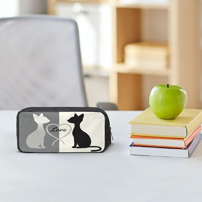 Cute Cats Large Pencil Case, Durable Pen Bag Zipper Organizer Pouch for Office Travel for Women Men