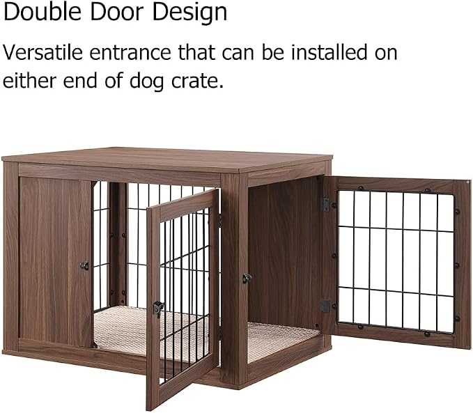 unipaws 36 Inch Furniture Style Dog Crate with Cushion for Medium Dogs | Indoor Puppy Kennel with Door, Modern Decorative Wood Wire Pet Cage, Pretty Cute End Side Table Nightstand