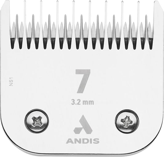 Andis 72610 Ultra Edge Dog Clipper Blade – Made from High-Carbon Steel with Extended Edge Life, Includes Size-7 Skip Tooth, Harder Cutting Surface with Sharp Edge - 1/8-Inch Cut Length, Chrome