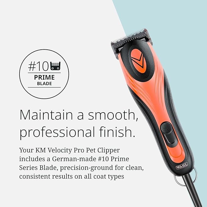 Wahl Pro Animal KM Velocity Corded Clipper - Dog, Cat & Horse Clippers - Premium Pet Grooming Essentials - with Detachable Blades - No-Slip Grip