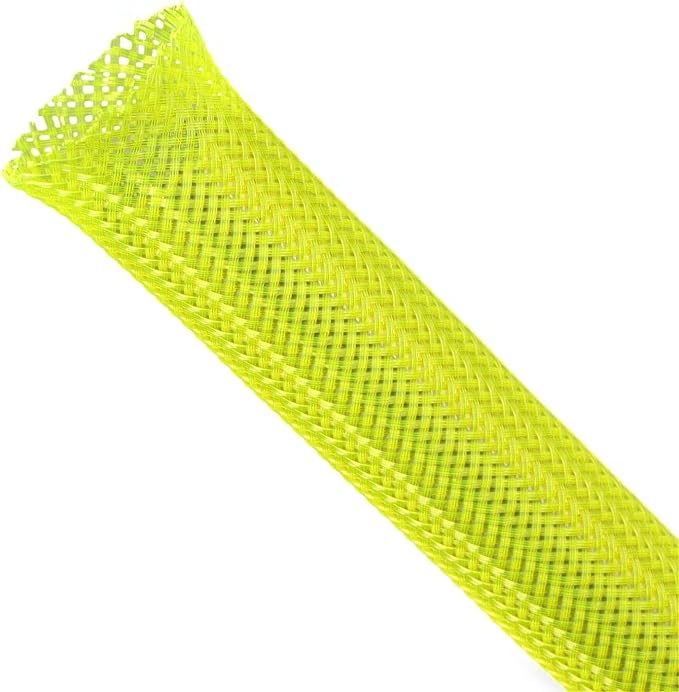 Braided Expandable Cable Sleeve, PET Wire Loom, Flexible Mesh Sleeving Cord Management for TV, Computer, Home Theater, Automotive, Protect Cat from Chewing Cords (Yellow, 1/8" x 25ft)