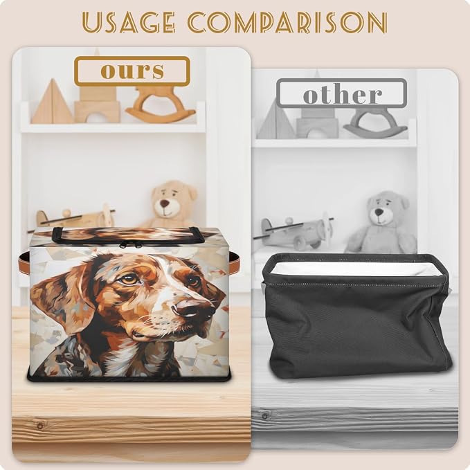 Pardick Storage Bin Animal Puppy Storage Basket with Zipper Lid Collapsible Cloth Organizer Closet Shelf Basket Cube Bins Dustproof Clothes Organizer for Bedroom Nursery
