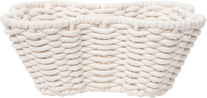 JJSQ Dog Toy Basket for Storage, Pet Toy Organizer Bin, Cotton Rope Baskets for Oraganizing, Bone Shape Basket Handmade 17" x 13" x 7"