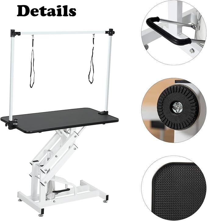 Hydraulic Pet Dog Grooming Table for Large Dogs, Heavy Duty Grooming Table with Adjustable Arm Noose, Maximum Capacity Up to 330 lbs, 42.5''/Black