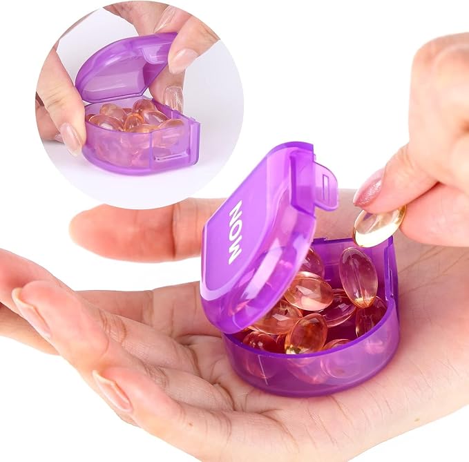 Weekly Pill Organizer Case, Large 7-Day Daily Pill Box Container | Colorful Portable Detachable Medicine Dispenser, Meds Reminder Holder for Medication, Vitamin, Fish Oil, Supplements, Capsule