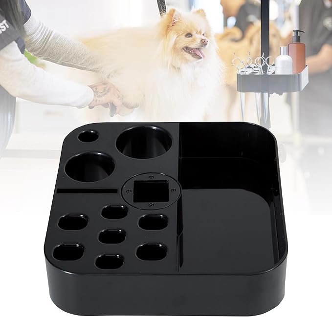 MESINURS Pet Grooming Tool Organiser - Dog & Cat Beauty Tools Storage Holder, Animals Cosmetology Table Aid Accessories, Rotatable, 7.1" x 7.1", 1 Pcs