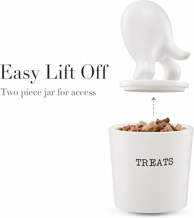 Dog Tail Treat Canister - Ceramic Dog Treat Jar | Store Your Dog Treats
