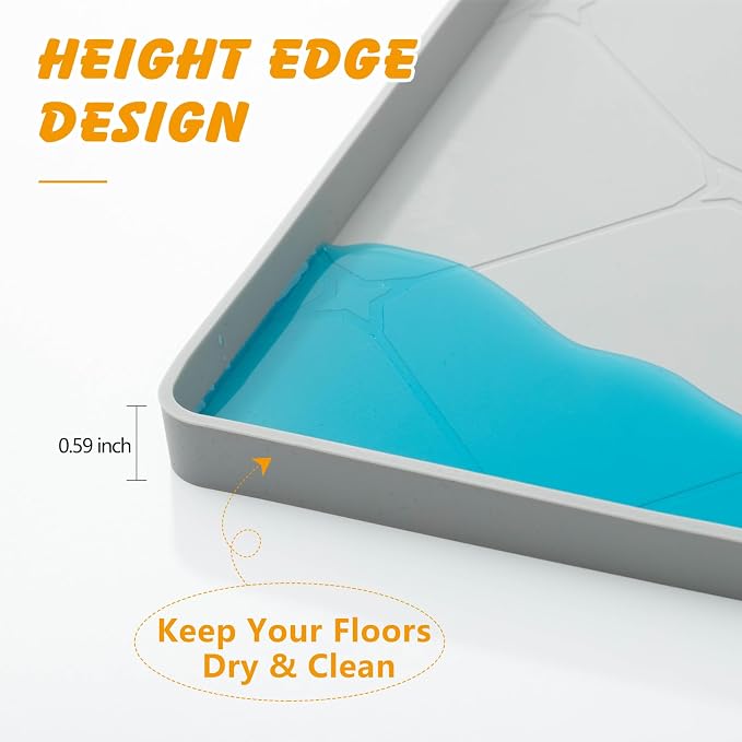 Silicone Dog Pee Pad Holder for 34 x 22 in Pads, Leakproof, Non-Slip | Raised edges, waterproof silicone, easy to clean, portable roll-up design, fits disposable and reusable pads