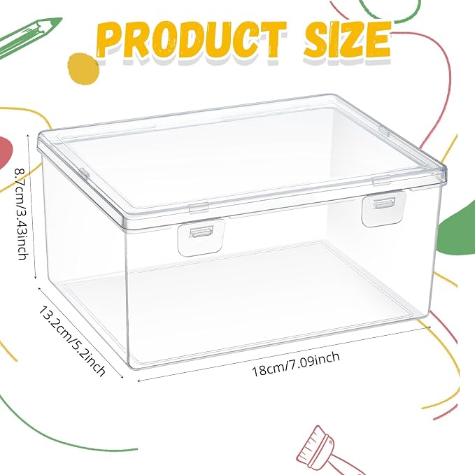 SiliFine 8 Pcs Clear Plastic Storage Bins with Lids Stackable for Toys | 7.1 x 5.2 x 3.4 Inch, Stackable, Organizer Containers, for Playroom Shelves, Holds Puzzles, Small Building Blocks, Crafts