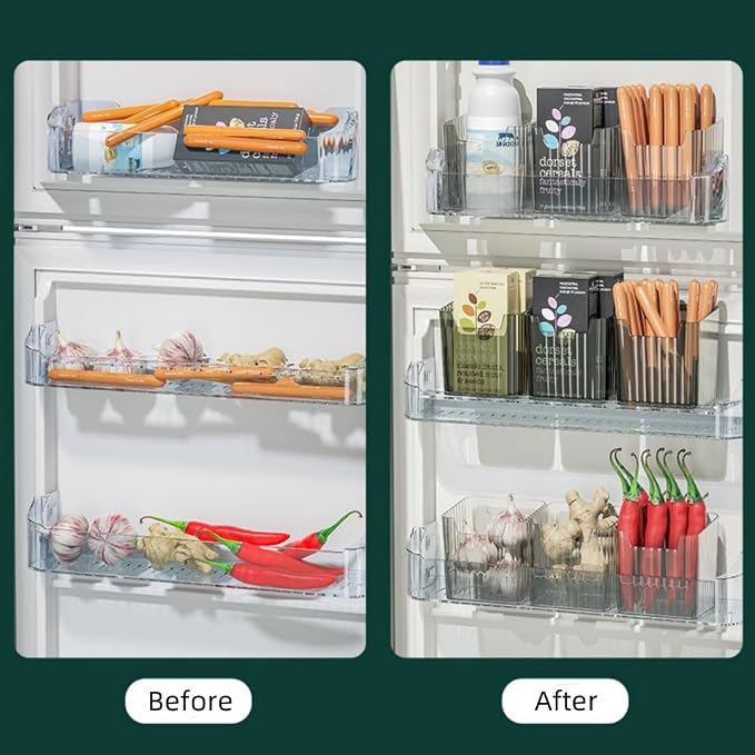 2 Pack Storage Organizer Bins, Wall Mount Organizer Clear Plastic Cabinet Containers Makeup Organizer for Fridge Wall Kitchen Bathroom Countertops Pantry