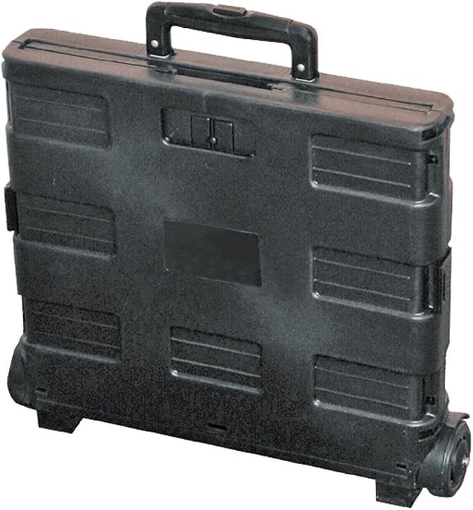 Rolling Foldable Plastic Crate with Telescopic Handle and 3-in. Wheels
