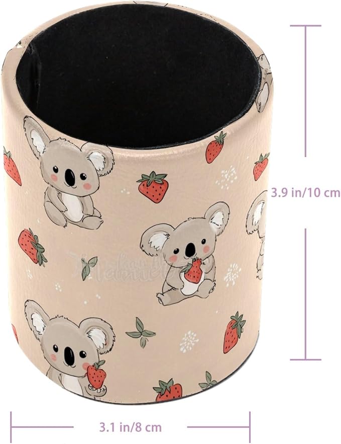 Strawberry and Koala Pen Holder, Pencil Cup Marker Brush Holder Desk Storage Case, Desktop Organizer for School Office Home Supplies