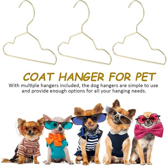 BESPORTBLE 10Pcs Gold Metal Clothes Hangers for Small Dog Cat: 15cm Mini Pet Apparel Organizer - Decorative Doll Laundry Rack