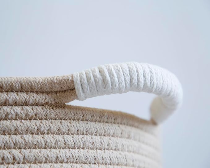 Woof Woven Rope Storage Baskets, Pet Dog Toy Bin Box Perfect for organizing Chew Toys Blankets leashes, Dog Toy holder Cotton Basket Puppy Bins