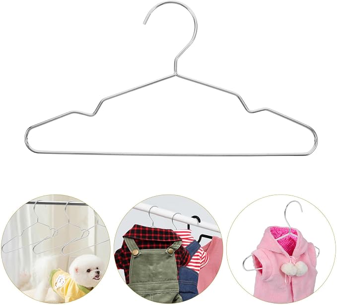 Beaupretty 10pcs Silver Steel Pet Hangers for Pet Clothes and Apparel Universal Fit with Sleek Finish Sturdy Dog and Cat Clothing Organizer for Homes