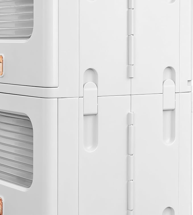 VECELO Plastic Storage Cabinet with Drawers, Stackable Storage Bins with Wheels, Waterproof Bathroom Storage Organizer, Multi-Tier Storage Drawers for Bedroom, Living Room, Kitchen, Medium 1-Tier