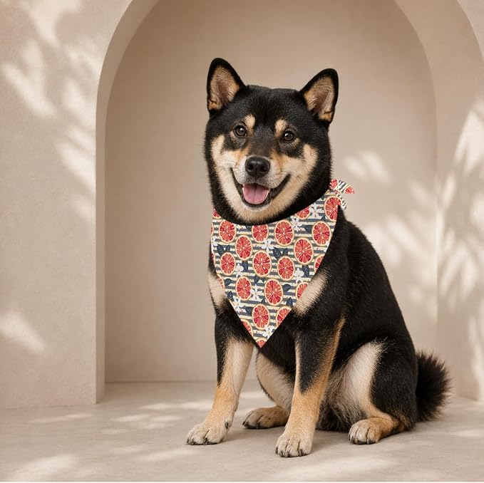 Citrus Slice Dog Bandana for Small Medium Dogs, Fresh Orange Fruit Pet Triangle Scarf, Cute Puppy Accessory for Daily Walks Picnic Birthday Photos