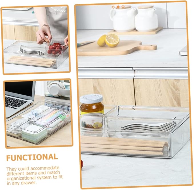 HOMSFOU 2pcs PET Drawer Organizing Boxes Dividers Desktop Storage for Office Supplies Makeup and Sundries for Home and Office Use