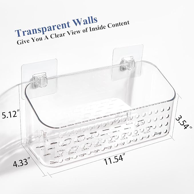Bath Toy Storage 2 Pack, Large Bathtub Toy Holder Shower Caddy for Bathroom | Clear Bathtub Toy Organizer, No Drill Shower Organizer, Quick Dry Bath Tub Toy Net Basket Bin for Baby Toddler Kids
