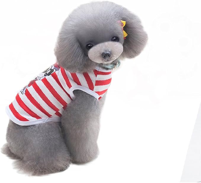 S-Lifeeling Sweet Shirts Spring Summer Teddy Dog Clothes Pet Costumes Handsome-Dog Pattern
