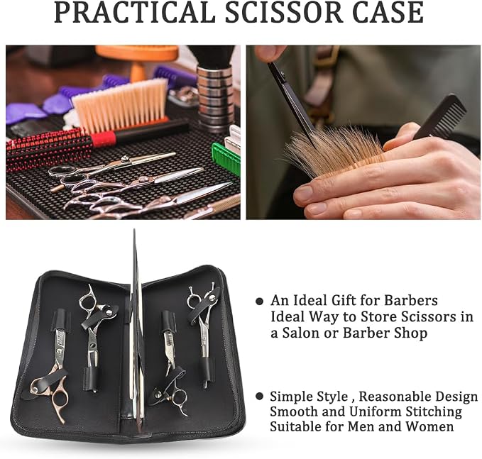 Scissor Pouch Bag Salon Scissors Storage Case Holder for Hairdressers, Barber Pouch Cases Comb Scissor Holder Holster Bag for Salon Hair Stylist and Pet, PU Leather (V-009-SC-Pink)