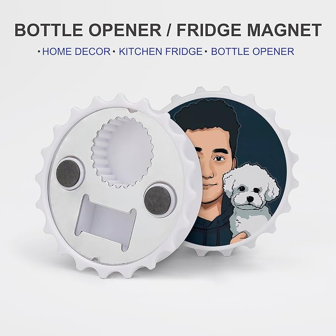 Pet & Figure Magnetic Bottle Opener for Fridge – 3.1 Inch Stainless Steel Beer Opener, Refrigerator Magnet with Strong Hold