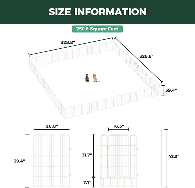 FXW Rollick Dog Playpen, Indoor, Yard & RV Camping, 40" H, 48 Panels | Easy setup, Heavy-duty, DIY layouts, for Medium & Large Dogs, Patented