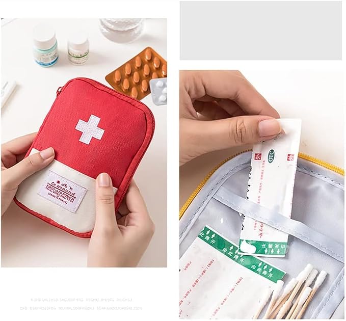 JJLFresheners 4Pcs Empty Travel Mini First Aid Pouch, Portable Outdoor First Aid Medical Rescue Bag Multi-Function Emergency Medicine Storage Organizer Bag Health and Household Supplies (Small)