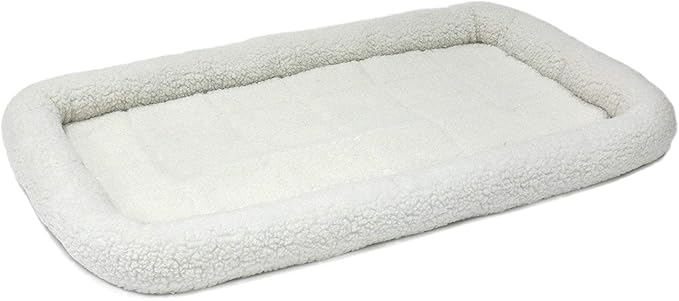 MidWest Homes for Pets QuietTime Dog Bed - White Fleece Bolster, Ultra-Soft and Machine Washable, Fits 48-Inch Crates and Carriers, for Extra-Large Breed Dogs