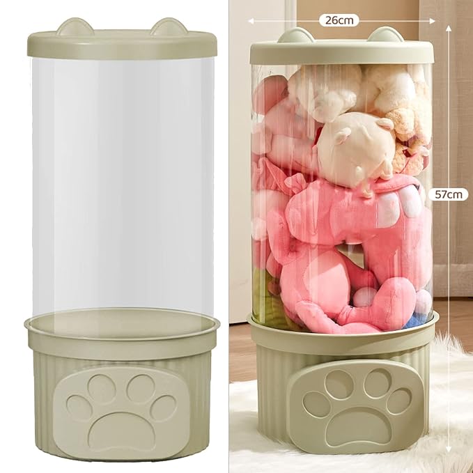 HEEPDD Toy Storage Container, Plush Toy Display Bucket, Large Storage Capacity, Ideal for Home Organization and Kids Container, PET Material, Transparent Household Daily (Green)