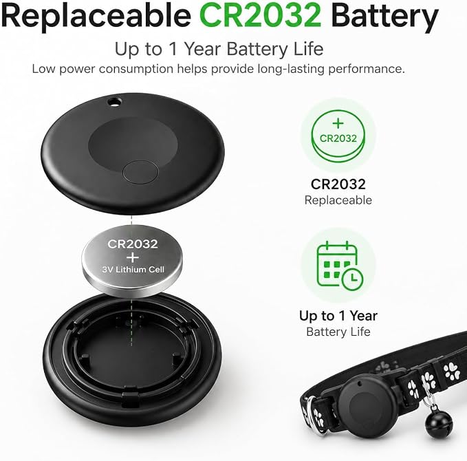 Pet Tracker,GPS Collar for Cats (iOS Only) Smart tag,Waterproof Compatible with Apple Find My,No Monthly Fee,Advanced Tracking Solution Smart Collar for Pet Safety Ideal Small Large Cats