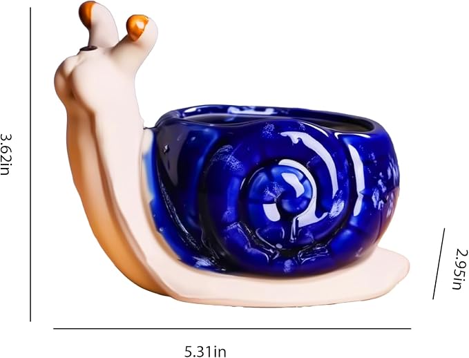 Ceramic Snail Shaped Pen Pencil Holder for Desk Decoration Accessories Snail Decor Makeup Brush Pen Cups Succulent Plant Pot Office School Ideal Gifts for Women, Mom or Birthdays