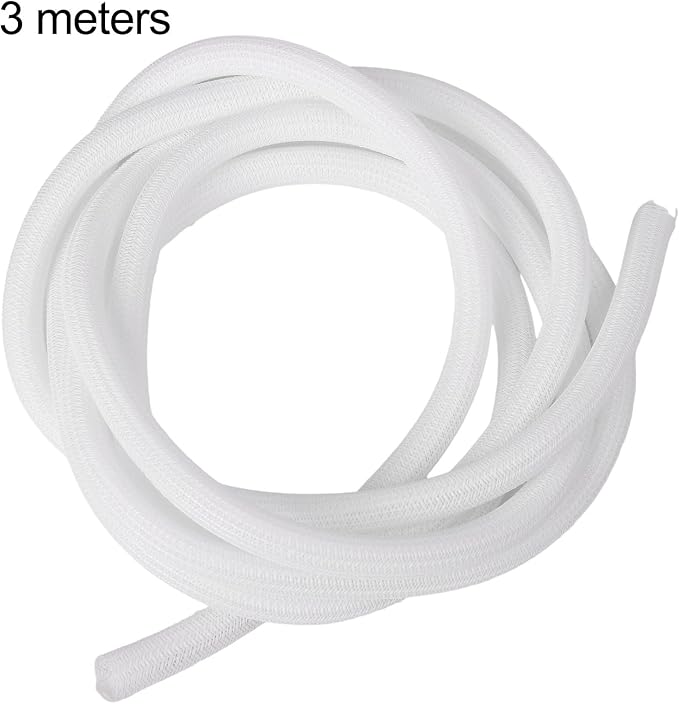 118.11 inch Self-Retracting Cable Sleeve, Fire-Resistant Wire Organizer for Home Office, Tangle-Free Cord Protector Against Pets Chewing, Black(White)