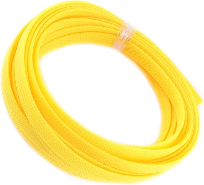 Jutagoss PET Expandable Braided Cable Sleeve, 16.4ft - 5/16 inch Yellow Cable Management Sleeve, Wire Loom Tube Cord Protector for USB Cable, Power Cord, Audio Video and More, 1Pc