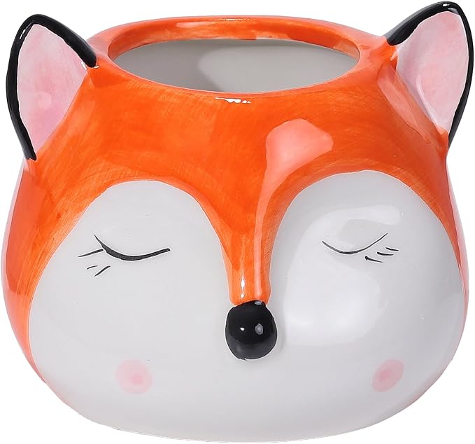 Ceramic Fox Shaped Pen Pencil Holder for Desk Decoration Accessories Fox Decor Makeup Brush Pen Cups Office School Ideal Gifts for Women, Mom or Birthdays