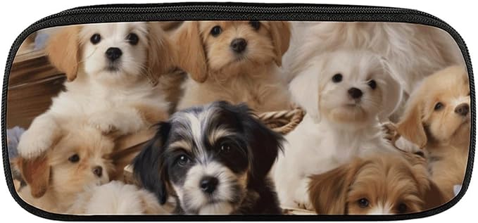 Cute Pet Dogs Pencil Case Portable Pencil Pouch Pen Bag Pencil Bag Makeup Bag Storage Bag Pencil Box Cosmetic Bag for Women Men Office