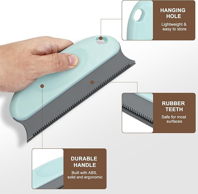 Carpet Rake for Pet Hair Removal, Pet Hair Removal Tool Set of 2, 56” Long Handle Carpet Pet Hair Removal Carpet Scraper Dog Cat Hair Remover for Sofa, Couch, Car, Rug,Stairs