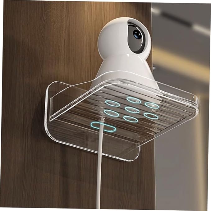 KALLORY 2pcs No Drill Shelves Wall Mounted Camera Storage Rack Mini Speaker Shelf Monitor Router Organizer Living Room Entryway