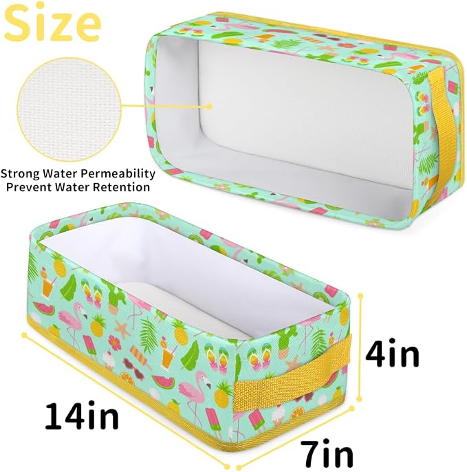 Summer Flamingo Fruits Bathroom Storage Basket, Foldable with Handle Open Countertop Paper Towel Decorative Box, Toilet Tank Top Shelf Baskets for Home Closet Bedroom Living Room O