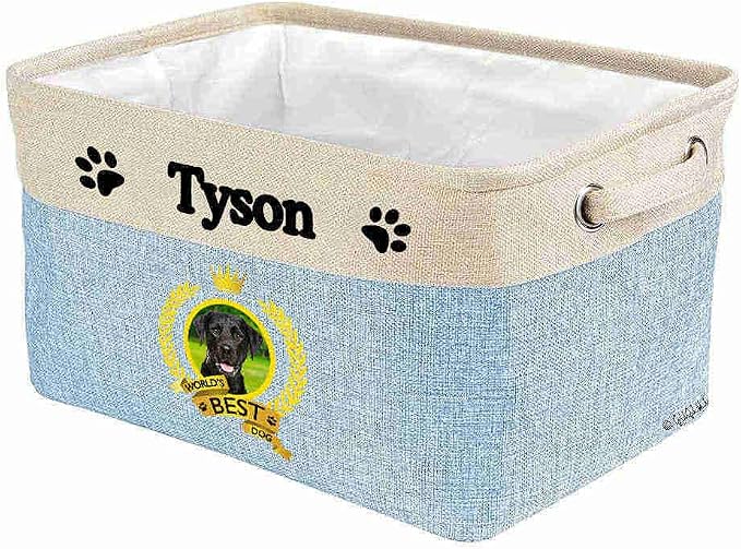 Custom Name Collapsible Dog Toy Storage Basket Bin World's Best Dog Lovely Labrador Foldable Pet Toy Box Closet Shelf Baskets Organizer for Bedroom Home Dog Cat with Handles Blue