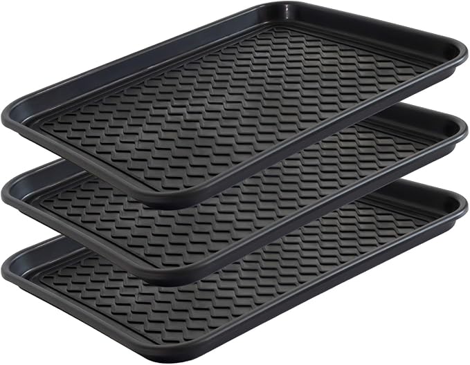 Boot Tray for Entryway, 3 Pack Waterproof Shoe Trays for Indoor Outdoor Use 20"x15" Durable Shoe Mat with Raised Edge, Non-Slip Tray for Boots, Pets, Garden & Muddy Shoes