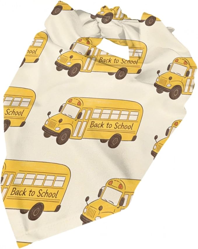 Teacher's Pet Dog Bandana,Funny Bandana Gift,Photo Prop Accessories for Dog Lovers Owner Gift,Triangle Reversible Fall Scarf, Adjustable (Yellow School Bus)